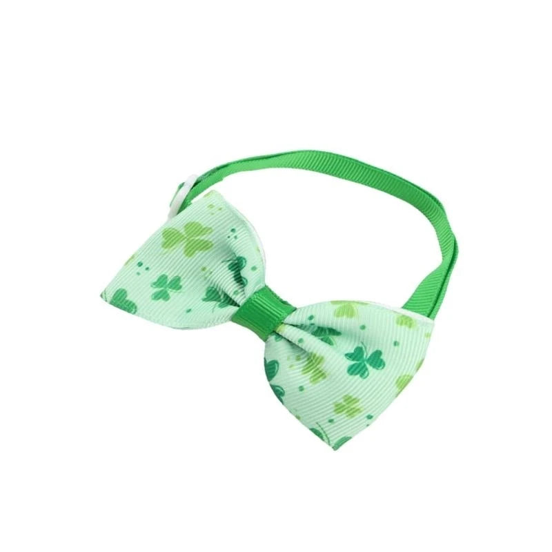 Pet StPatricks Day Bowtie Collar Photo Props Adjustable Collar Pet Accessories