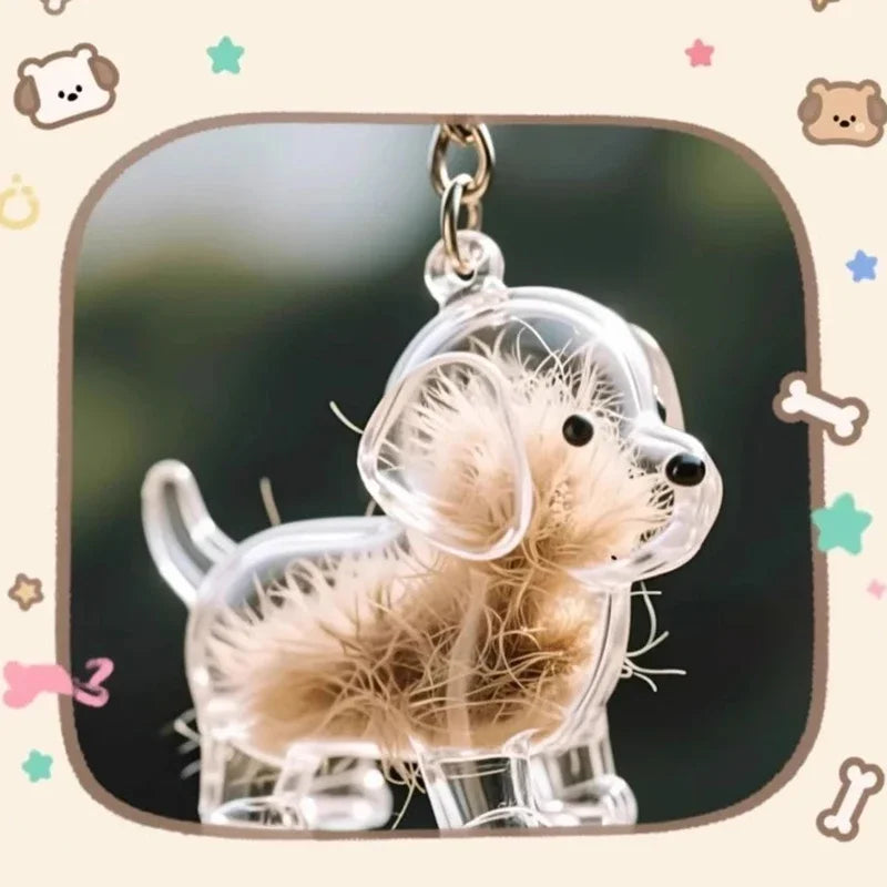 Pet's Dog Fur Container DIY Pendant Keychain Decor Pet Lovers Home Display Gifts Clear Puppy Hair Memorial Keepsake Capsule