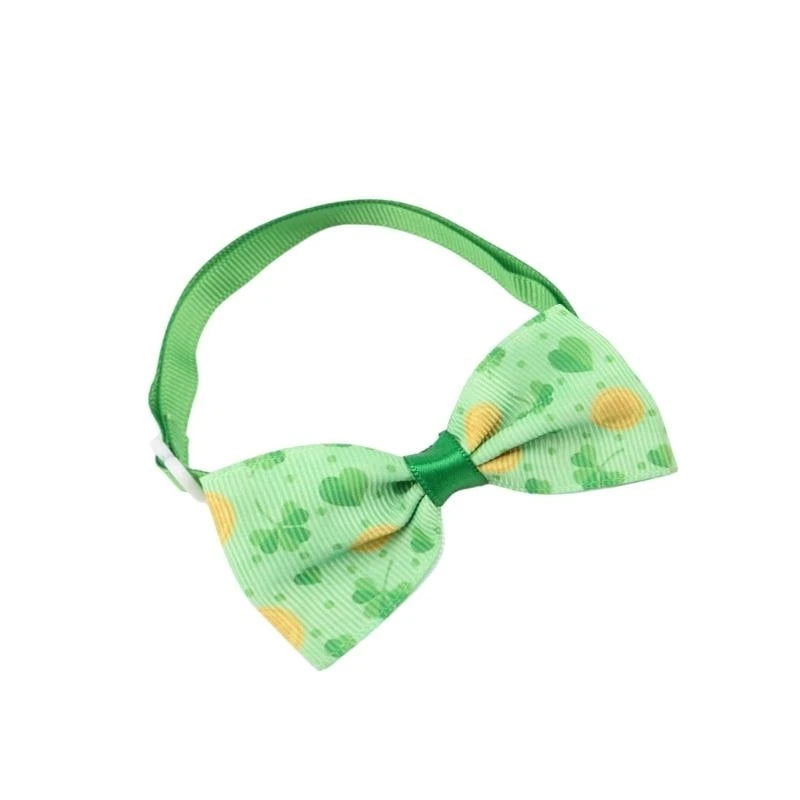 Pet StPatricks Day Bowtie Collar Photo Props Adjustable Collar Pet Accessories