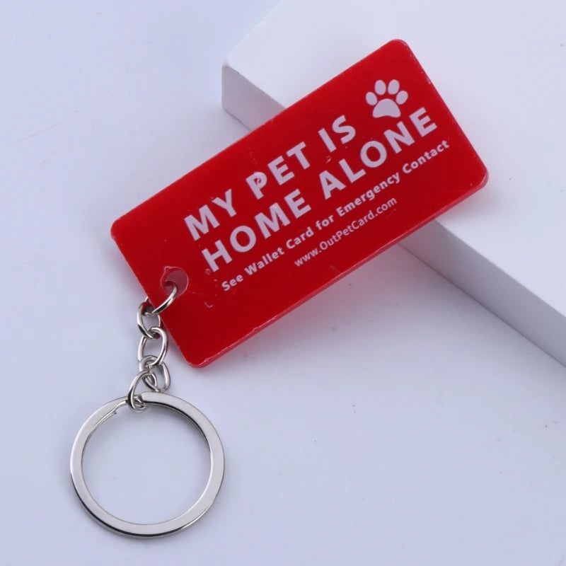 Pets Emergency Contact Keychain Card & Key Tags with Emergency Contact Call Cards Emergency Dog Cat are Home Alone Alert