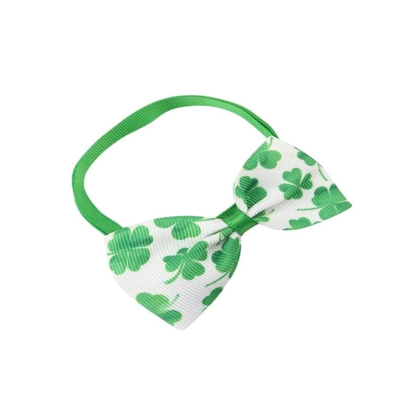Pet StPatricks Day Bowtie Collar Photo Props Adjustable Collar Pet Accessories
