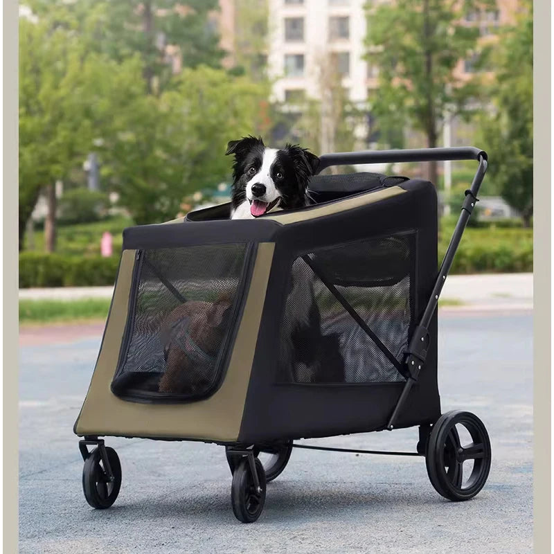 Portable Foldable Multi-functional Scooter for Large Dog Pet Carts Elderly Dog Walkers Convenient Multiple Pet Transport