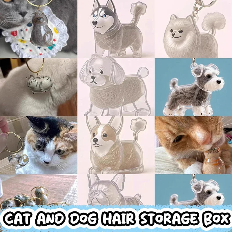 Pet's Dog Fur Container DIY Pendant Keychain Decor Pet Lovers Home Display Gifts Clear Puppy Hair Memorial Keepsake Capsule