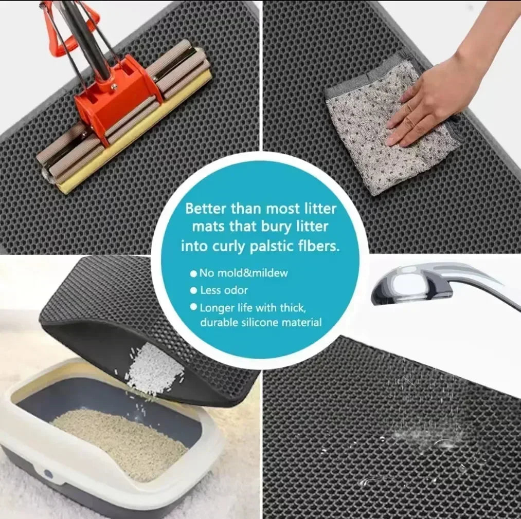 Double layer cat litter mat ，Wear-resistant, Waterproof, Non-Slip sand cat pads，Pet litter box，Washable cat beds，Pet accessoires