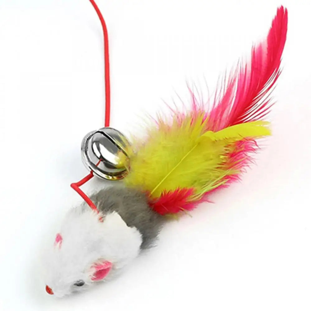 Pet Cat Bell The Dangle Mouse Feather Rod Roped Funny Kitten Cat Teaser Interactive Toy Rod Playing Toys Cats Stick Wire Chasers