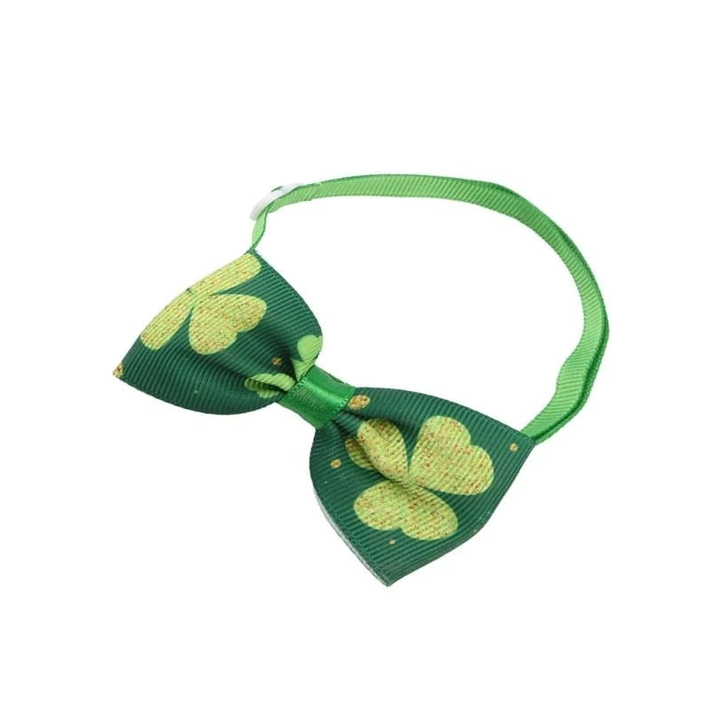 Pet StPatricks Day Bowtie Collar Photo Props Adjustable Collar Pet Accessories