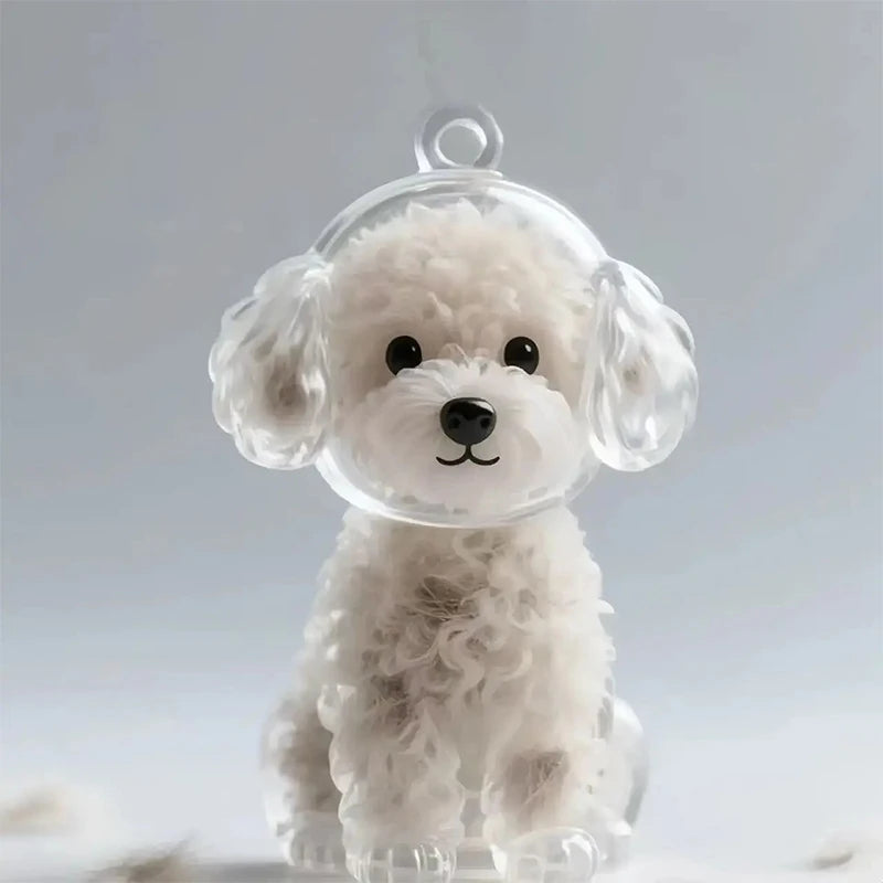 Pet's Dog Fur Container DIY Pendant Keychain Decor Pet Lovers Home Display Gifts Clear Puppy Hair Memorial Keepsake Capsule