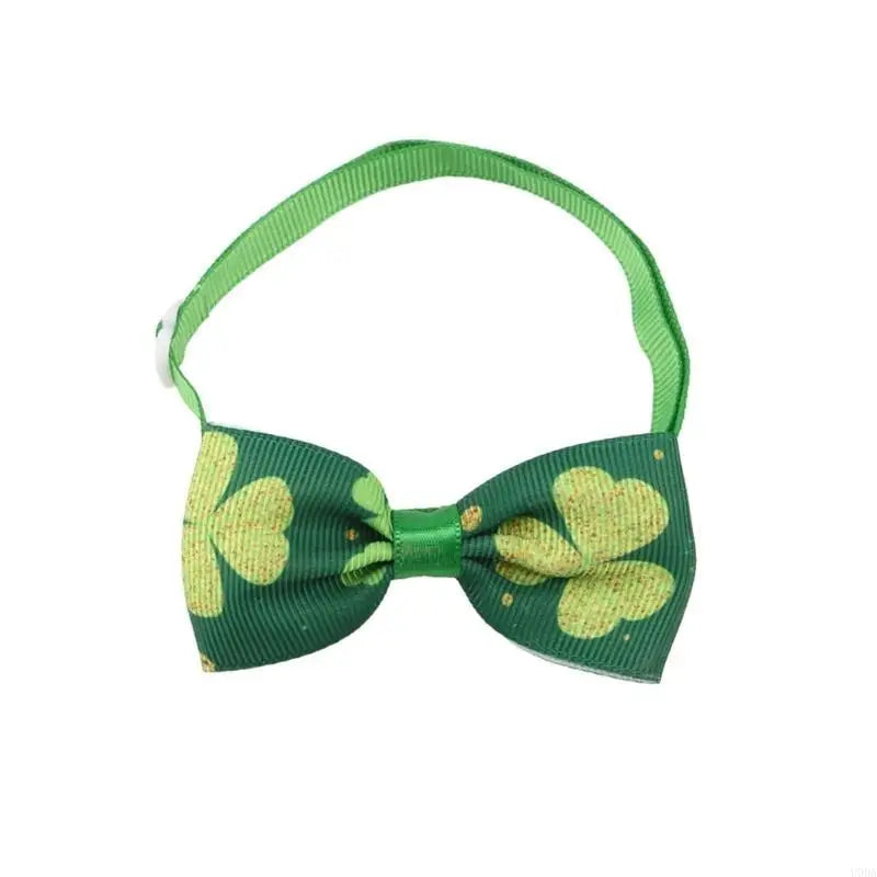 Pet StPatricks Day Bowtie Collar Photo Props Adjustable Collar Pet Accessories