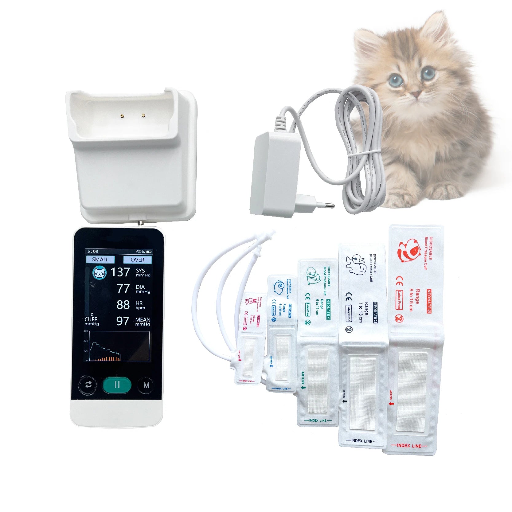 Animal Blood Pressure Monitor Handheld Electronic Pet BP Meter for Cats Dogs Veterinary Use