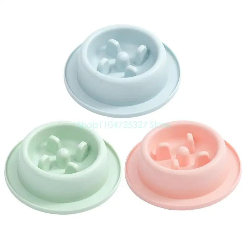 Dog Slow Feeder Bowl Non Slip Fun Plastic Round Dish Bloat Stop Pet Bowls，Slow Eating Pet Round Bowl Easy to Clean