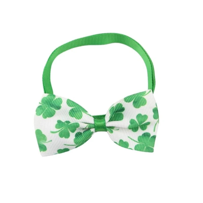 Pet StPatricks Day Bowtie Collar Photo Props Adjustable Collar Pet Accessories