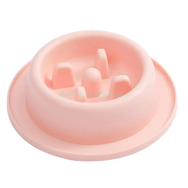 Dog Slow Feeder Bowl Non Slip Fun Plastic Round Dish Bloat Stop Pet Bowls，Slow Eating Pet Round Bowl Easy to Clean