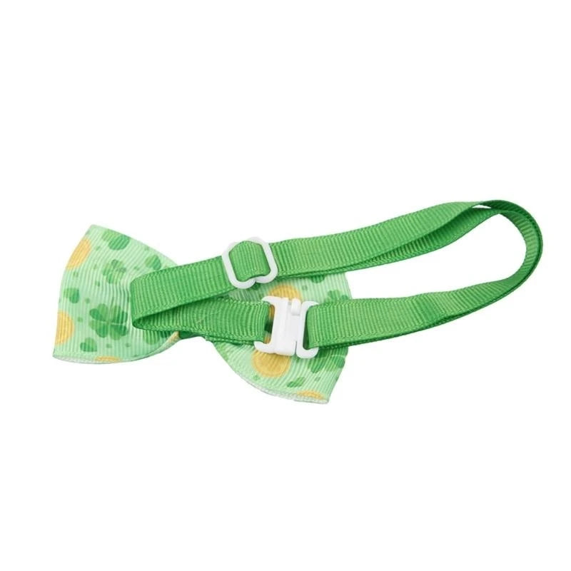 Pet StPatricks Day Bowtie Collar Photo Props Adjustable Collar Pet Accessories