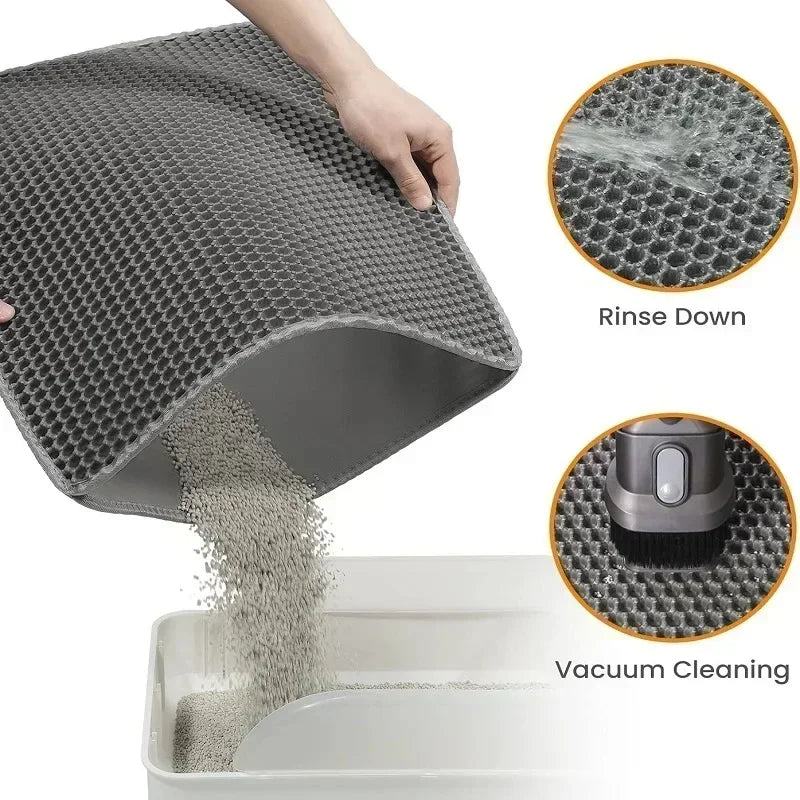 Double layer cat litter mat ，Wear-resistant, Waterproof, Non-Slip sand cat pads，Pet litter box，Washable cat beds，Pet accessoires