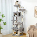 Large Cat Tree Tower for Indoor Cats With Sisal-Covered Scratching Posts Spacious Hammock Padded Perches and Condos Grey