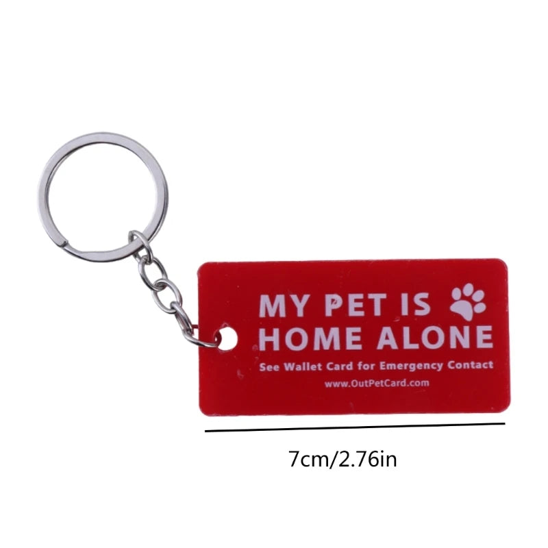 Pets Emergency Contact Keychain Card & Key Tags with Emergency Contact Call Cards Emergency Dog Cat are Home Alone Alert