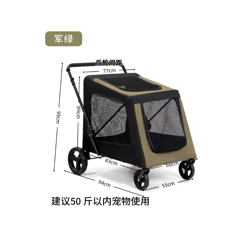 Portable Foldable Multi-functional Scooter for Large Dog Pet Carts Elderly Dog Walkers Convenient Multiple Pet Transport