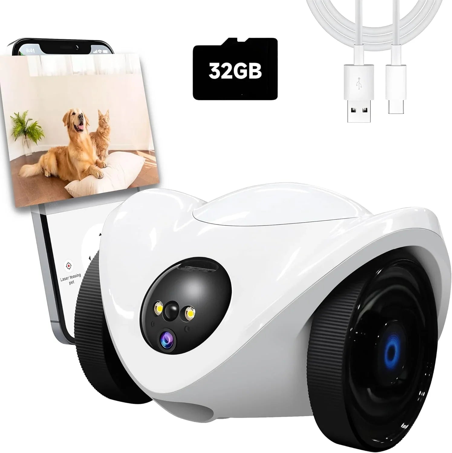 2026 Pet Camera Treat Dispenser, Movable Robot Cam for Dogs Cats, 1080P Indoor Security, 2-Way Talk, 2.4GHz WiFi Only